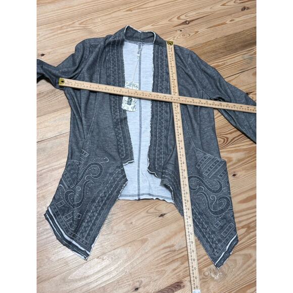 Monoreno Womens Cardigan Sweatshirt Open Front Embroidered Medium Gray NWT - Picture 4 of 9